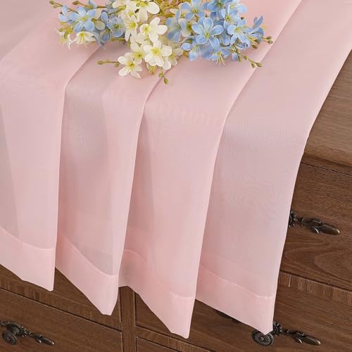 Blush Pink Small Sheer Curtains 2 Panels Set (42"W x 36"L (Pack of 2) / Blush Pink)