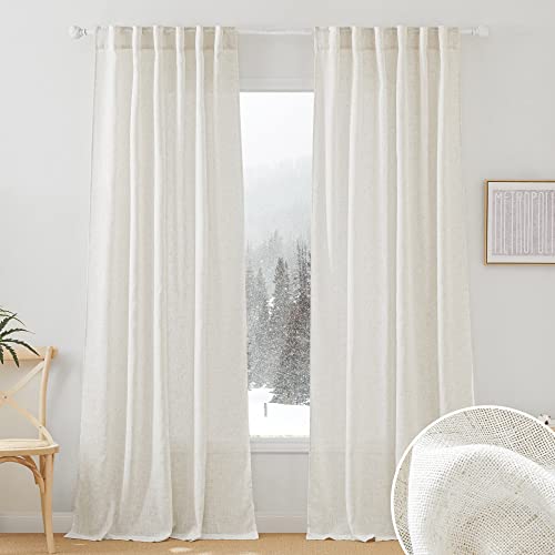 Linen Semi Sheer Curtains for Bedroom Living Room 84 inches Long (Linen / 52"W x 84"L (Pack of 2))