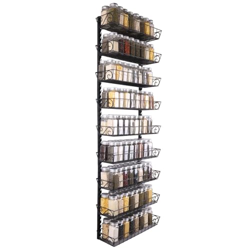 Wall Mount Spice Rack Organizer (9-Tier / Black)