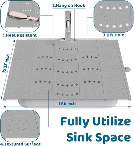 Silicone Foldable Bathroom Sink Cover (Gray)