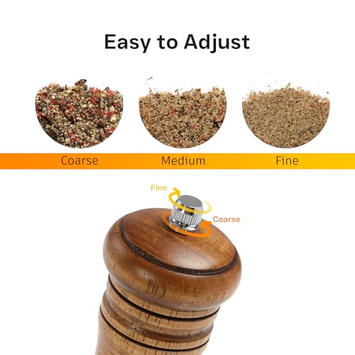 Wood Salt and Pepper Grinder (8 Inches-1 Pack with Tray)