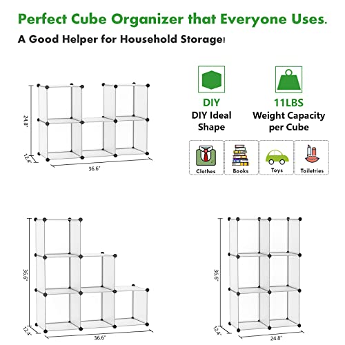 6 Cube Storage Organizer Cube Shelf Closet Storage Bookcase (Translucent White)