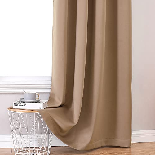 100% Blackout Curtains for Bedroom 90 Inches Long 2 Panels Set (52"W x 90"L (Pack of 2) / Cappuccino)
