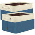 2 Pack Fabric Closet Storage Bins for Shelves (Navy Blue / 2PCS/Large-15x11x9.5)