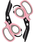 All Purpose Scissors 2 Packs with Carabiner for Kitchen Outdoor (Pastel Pink+pastel Pink)