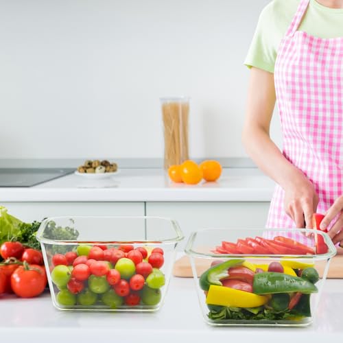 2 Pack Large Glass Storage Containers with Lids 85oz (gray)
