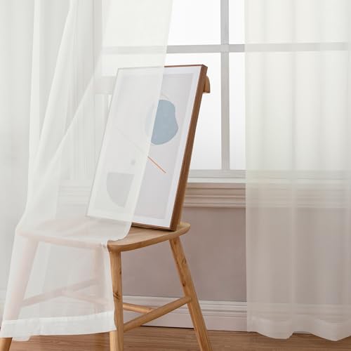 Sheer Ivory Curtains 120 Inches Long (59"W x 120"L (Pack of 2) / Ivory)