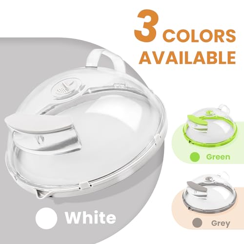 Microwave Splatter Cover with Water Steamer (10 Inch / White)