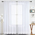 Basic Rod Pocket Sheer Voile Window Curtain Panels White 1 Pair 2 Panels 52 Width 63 Inch Long for Kitchen Bedroom Children Living Room Yard (White / 52"W x 63"L (Pack of 2))