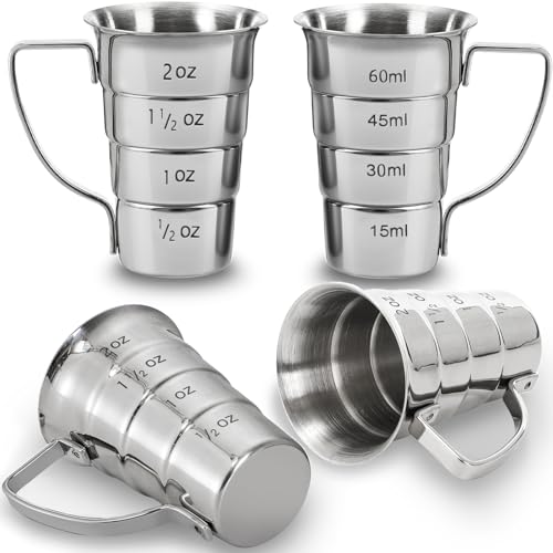 4 Pieces Stepped Jiggers with Handle