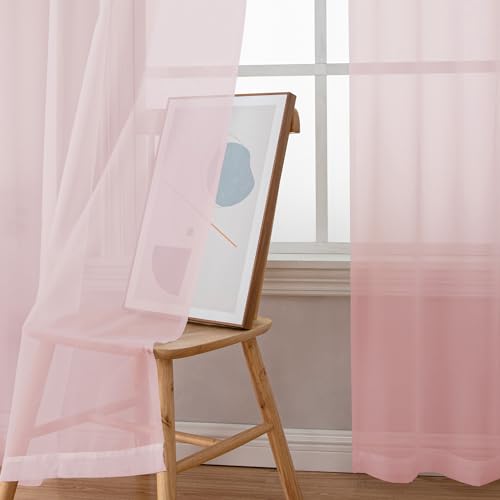 Blush Sheer Curtains 72 Inches Long 2 Panels for Living Room (Blush / 42"W x 72"L (Pack of 2))