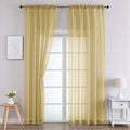 Gold Sheer Curtains 90 Inches Long 2 Panels Set for Bedroom Living Room (Gold / 59"W x 90"L (Pack of 2))