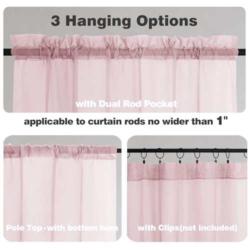 Blush Pink Sheer Curtains 78 Inches Long 2 Panels Set for Living Room (Blush Pink / 42"W x 78"L (Pack of 2))