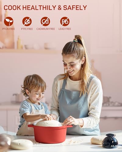 Enameled Cast Iron Dutch Oven Pot (Red / 6 QT)