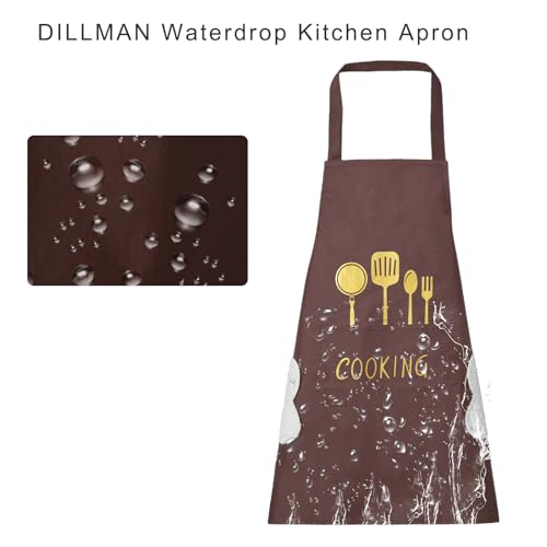 Women Kitchen Apron with Hand Wipe Pockets (Brown)