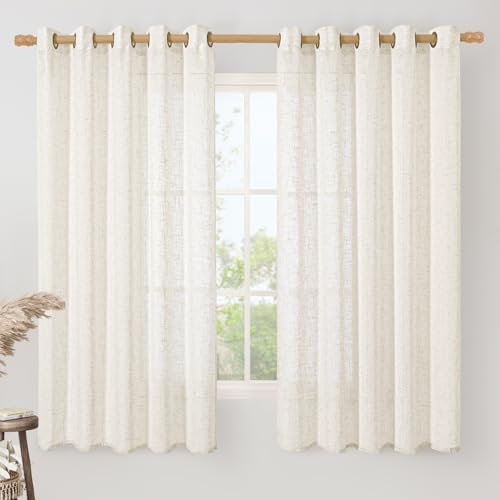 Linen Curtains 63 Inch Length for Living Room 2 Panels Set (60"W x 63"L (Pack of 2) / Cream)