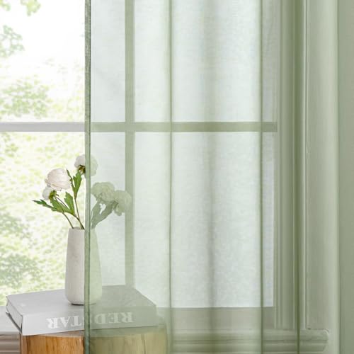 Sage Green Sheer Curtains 54 X 63 Inches (Sage Green / 54"W x 63"L (Pack of 2))