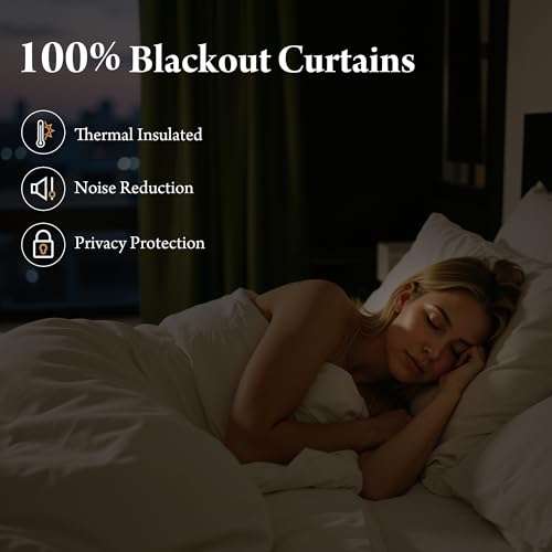 Linen Blackout Curtains 96 inches Long (Pinch Pleated - Olive Green / 40"W x 96"L (Pack of 2))