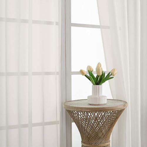 Ivory Sheer Curtains 72 Inches Long 2 Panels Set (Ivory / 59"W x 72"L (Pack of 2))