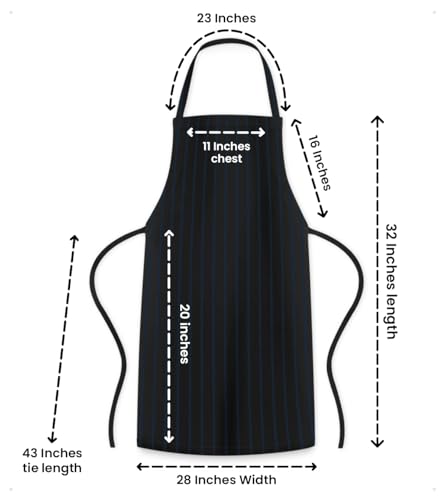 black apron for women black aprons bulk chef apron for men grilling aprons for men Green Stipes (Pack of 12 / Black (Blue Stripe))