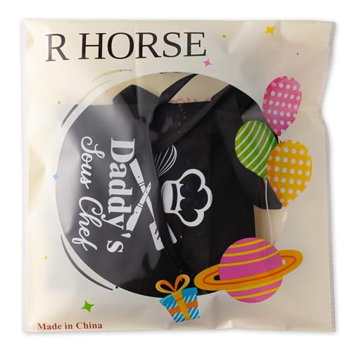 R HORSE 2Pcs Adults Kids Matching Apron Set (Black Daddy)