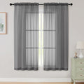 Sheer Grey Curtains for Bedroom Living Room 63 Inch Length 2 Panels (Grey / 42"W x 63"L (Pack of 2))