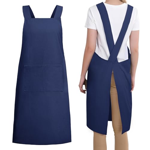Japanese Apron with Pockets (Navy Blue)
