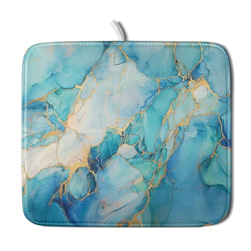 Marble Print Dish Drying Mat for Kitchen Counter (16" x 18")