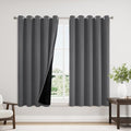100% Blackout Curtains for Bedroom 63 Inches Long 2 Panels Set (60"W x 63"L (Pack of 2) / Grey)
