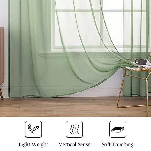 Sage Sheer Curtains for Living Room 54 X 72 Inches (Sage / 54"W x 72"L (Pack of 2))