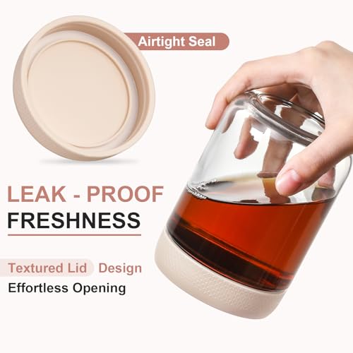 6 pack 16oz Glass jars with Airtight Lids (Beige-6pack-16oz)