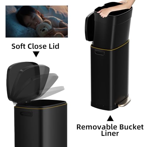13 Gallon Trash Can with Lid (Black)