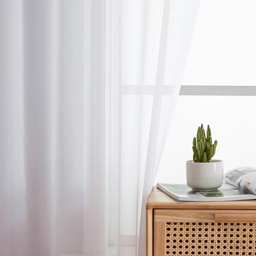 Voile Sheer Window Curtains 120 inch Extra Long (40"W x 120"L (Pack of 2) / White)
