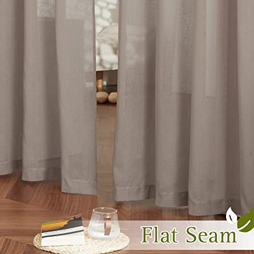 Sheer Linen Curtains for Windows 84 inch Length (52"W x 84"L (Pack of 2) / Burlap)