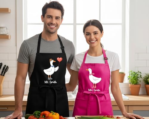 Funny Bride Groom Aprons with Custom Name (Style 1)