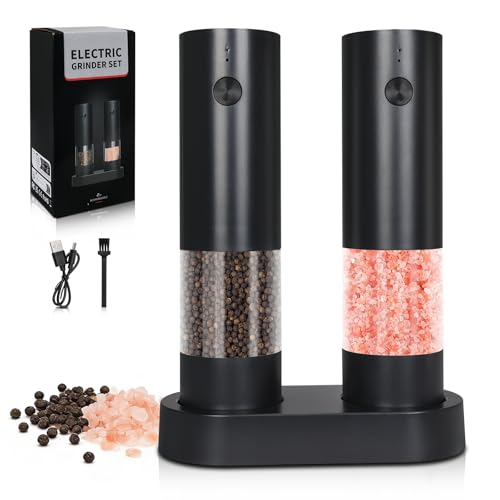 Electric Salt & Pepper Grinder Set of 2 (Black Set)