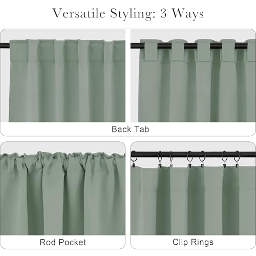 102 inch Long Curtains 2 Panels Set for Living Room Bedroom (Sage Green / 52"W x 102"L (Pack of 2))