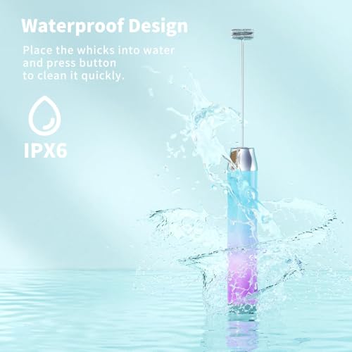 LunaFro Rechargeable Milk Frother (Purple and Blue)