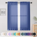 Sheer Curtains 63 Inch Length 2 Panels Set (Royal Blue / 42"W x 63"L (Pack of 2))