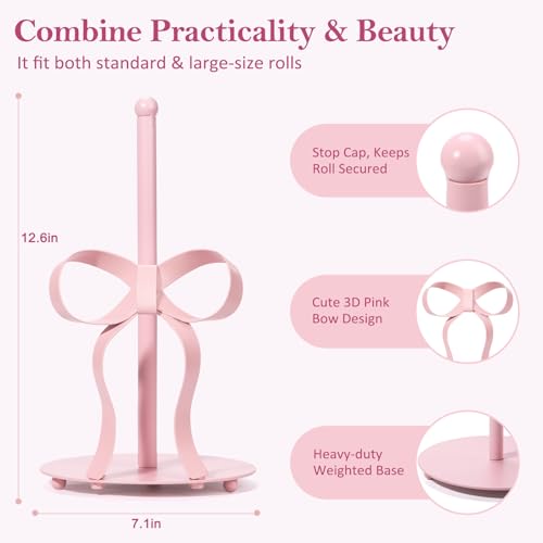 Pink Bow Paper Towel Holder Coutertop (Pink Bow)