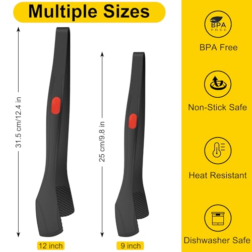 Silicone Kitchen Tongs for Cooking (Black)