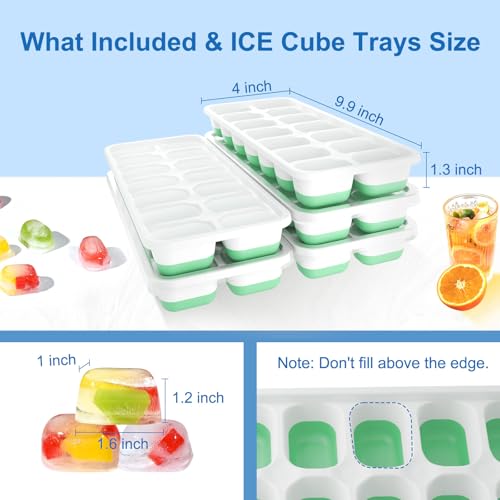 Ice Cube Trays with Lids for Freezer (5 Pack)