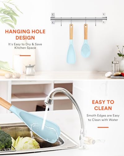 Cooking Spoon and Rice Scooper for Nonstick Cookware (Blue)