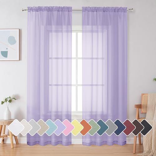 Lavender Sheer Curtains 84 Inches Long (Lavender / 42"W x 84"L (Pack of 2))