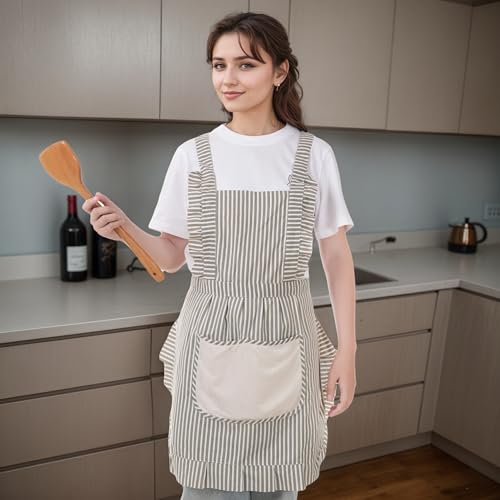 Cute Cotton Apron for Women (Medium / Grey)