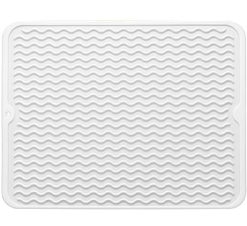Silicone Dish Drying Mat (White / 14" x 11")
