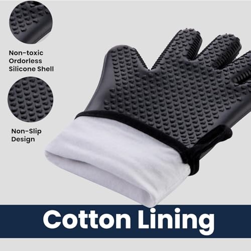BBQ Gloves Heat Resistant (Black / Large)