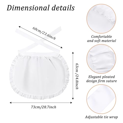 2pcs White Mob Cap Half Apron Halloween Colonial Costume Set Women Pilgrim Costume Accessories for Maid Girl Cosplay (Style 1)