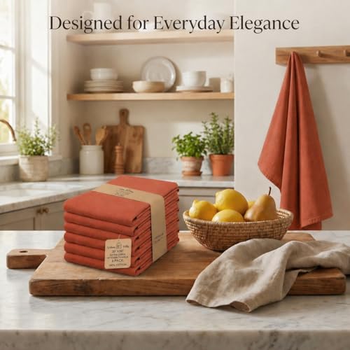 Kitchen Towels Cotton Dish Towels 20”x30” (20" x 30" (Set of 6) / 158 Rust)