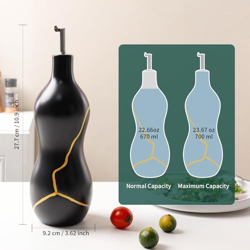 Ceramic Olive Oil Dispenser Bottle (Black)